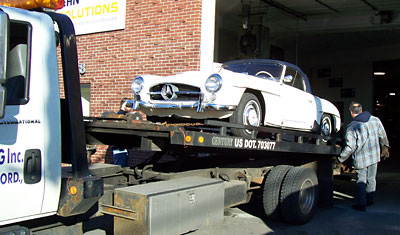 This 1958 Mercedes-Benz 190SL was shipped to our Waltham, Massachusetts shop from New York for mechanical restoration before the summer driving season.