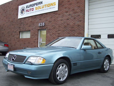 This 95 Mercedes-Benz SL320 in DB-888 Beryll Metallic was recently at European Auto Solutions for a major service.