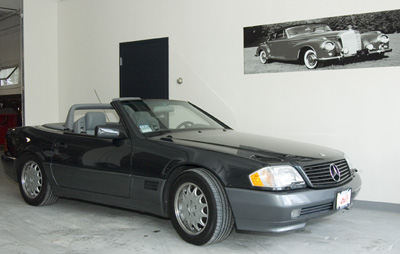 This beautiful 1992 Mercedes-Benz 500SL with 38,000 original miles awaits its owner after routine maintenance here in our Waltham, Massachusetts shop.