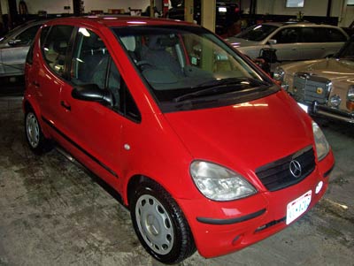 This european delivery right hand drive 1999 A160 (older brother of the Smart car) was recently in for exterior mirror replacement and driver's (right side of course) window repair.