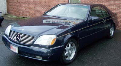 A beautiful Mercedes-Benz S500 Coupe in DB189 Black Opal in for A/C evaporator replacement and replacement of brake rotors and pads. 